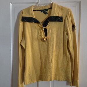 Ralph Lauren Mustard Sweatshirt with Black Plaid Accent